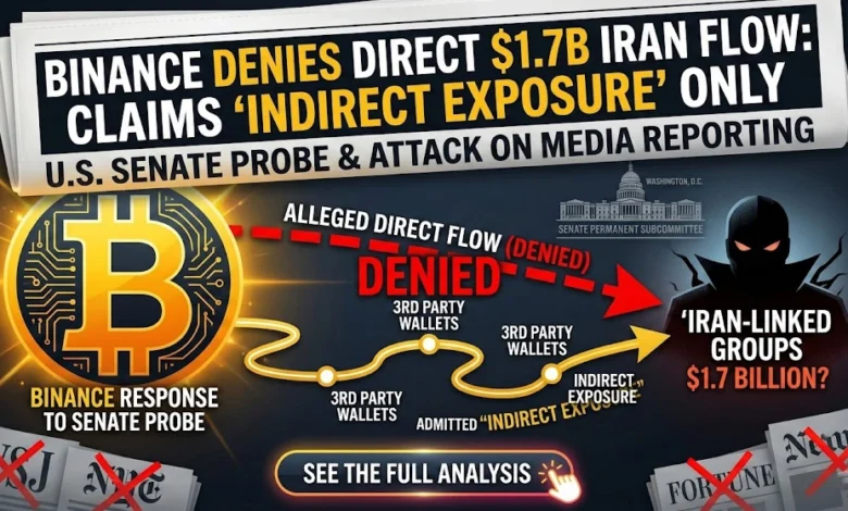 Binance Denies $1.7B Iran Crypto Ties to US Senate, Attacks Media