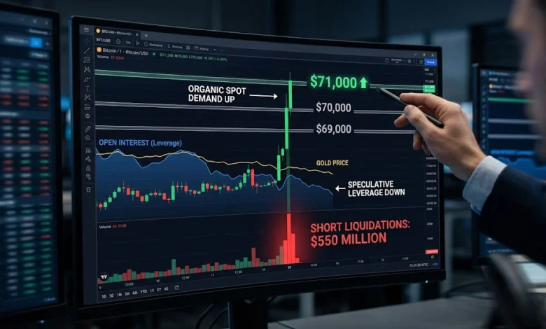 Bitcoin Hits $71,000: Spot Demand Crushes $550M in Crypto Shorts