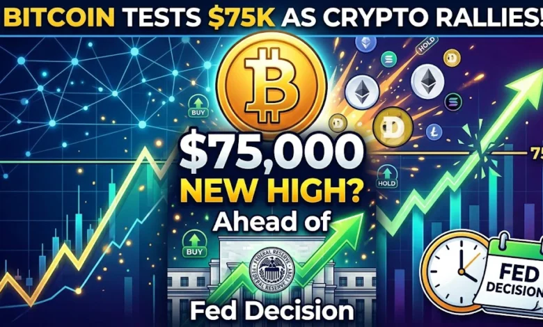 Bitcoin Tests $75K as Crypto Rallies Ahead of Fed Decision