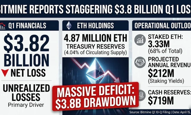 Bitmine Reports $3.8 Billion Q1 Loss Amid Ethereum Price Declines