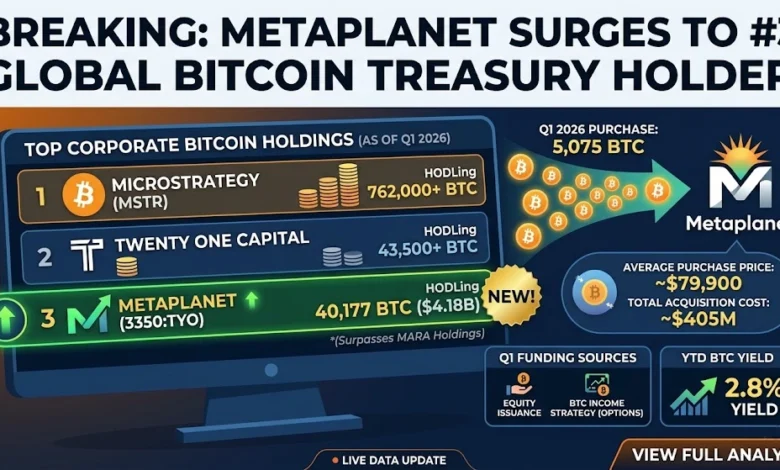 Metaplanet Acquires 5,075 BTC to Become 3rd Largest Bitcoin Treasury