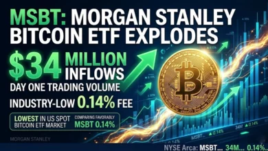 Morgan Stanley Bitcoin ETF (MSBT) Records $34 Million in Day-One Inflows