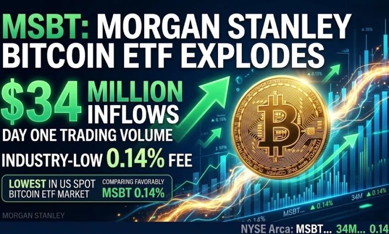 Morgan Stanley Bitcoin ETF (MSBT) Records $34 Million in Day-One Inflows