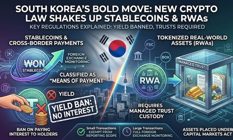 South Korea’s Draft Crypto Law Bans Stablecoin Yields, Mandates RWA Trusts