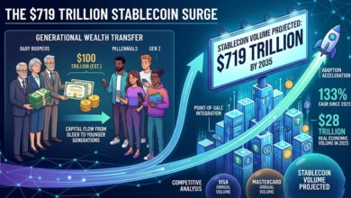 Stablecoin Volume Projected to Hit $719T by 2035 Amid Generational Wealth Shift