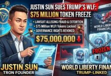Justin Sun Sues Trump-Linked World Liberty Financial Over $75M Token Freeze