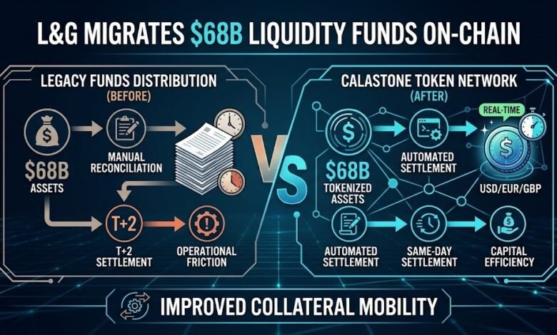 L&G Shifts $68B in Liquidity Funds to Calastone Token Network for Same-Day Settlement